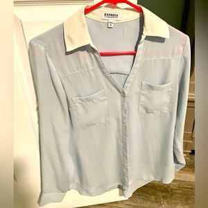 Light blue with white collar Express blouse